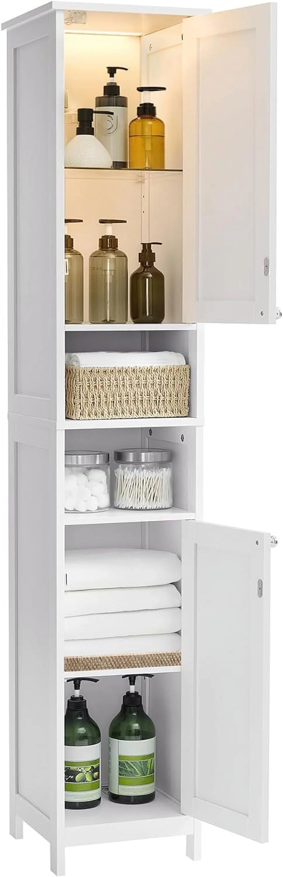 Cloud White Tall Bathroom Storage Cabinet with Adjustable Shelves E38300