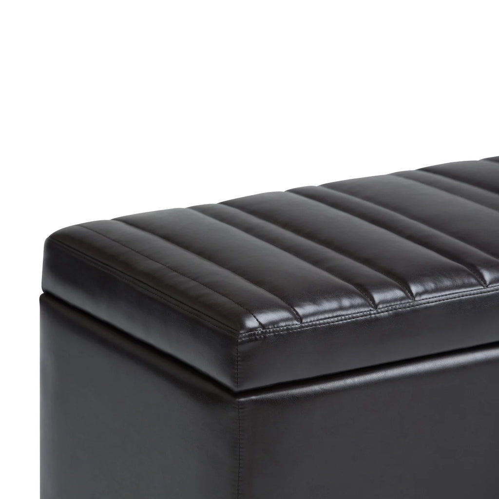 Stone Grey Faux Leather Storage Ottoman Bench Z43258