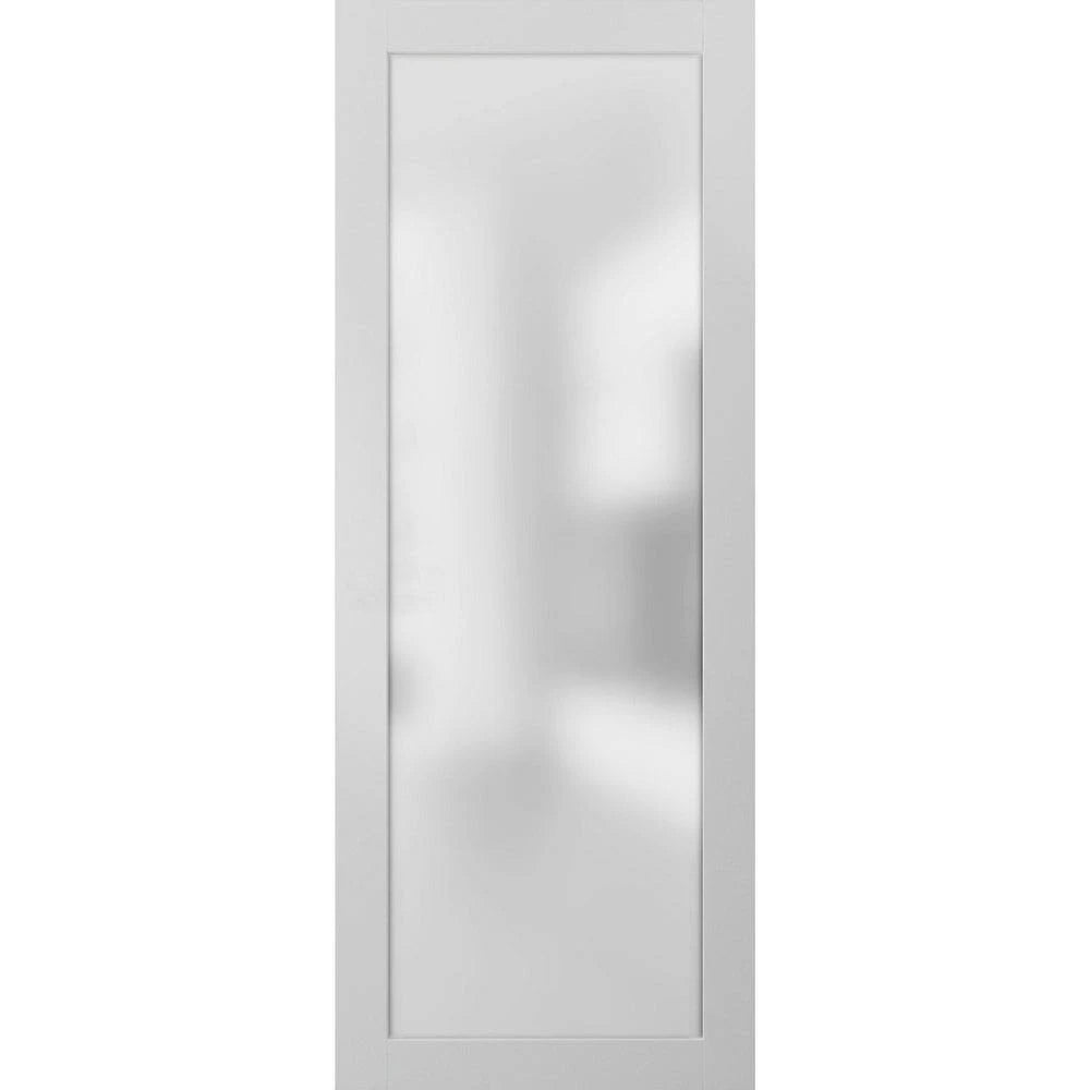 Opaque Glass Door Panel Slab White U1103