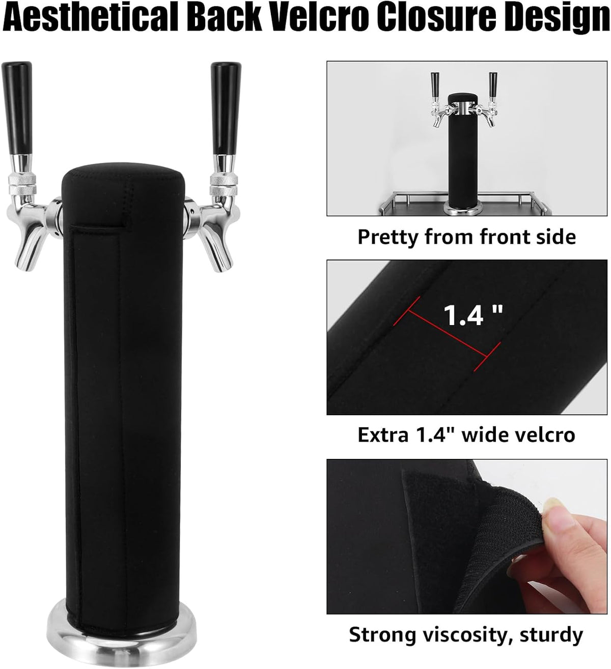 Stretchy Neoprene Beer Tower Cover for Standard 3" Diameter Double Tap Draft Beer Tower K6425