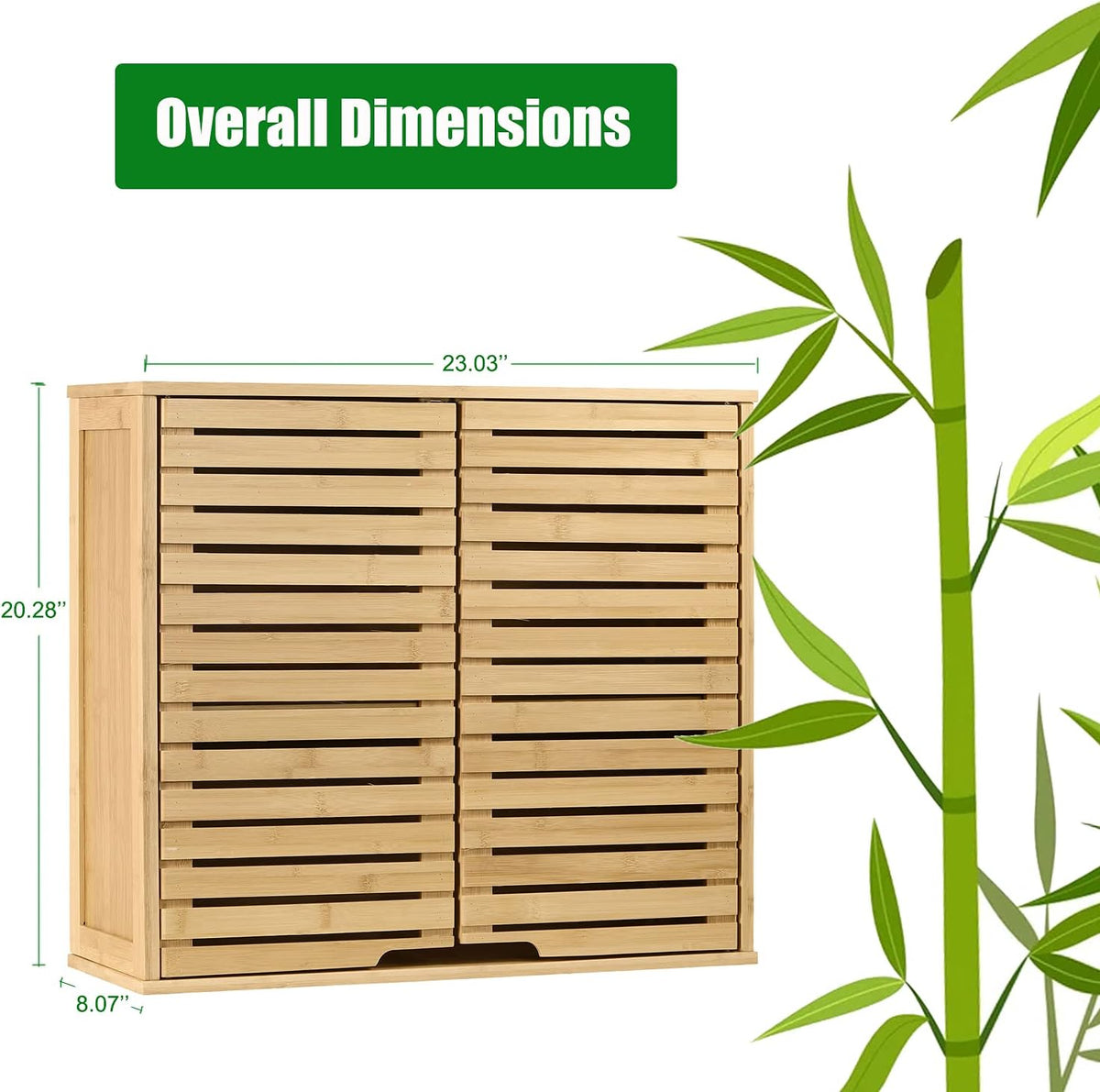 Bamboo 2 Tier Wall Cabinet with Adjustable Interior F79114