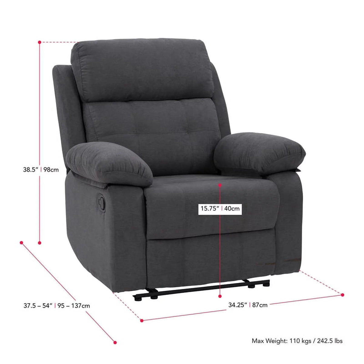 Dark Gray Fabric Manual Recliner P13641