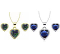 24k Yellow and White Gold Alexandrite and Blue Sapphire Necklace Set 18 inch V881