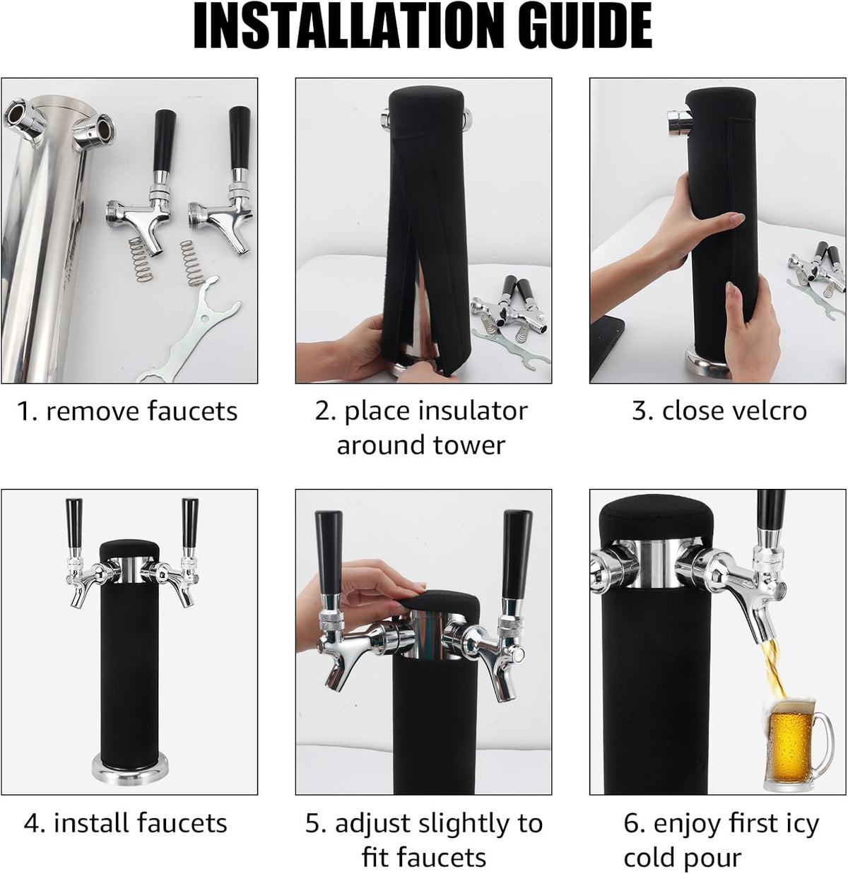 Stretchy Neoprene Beer Tower Cover for Standard 3" Diameter Double Tap Draft Beer Tower K6425