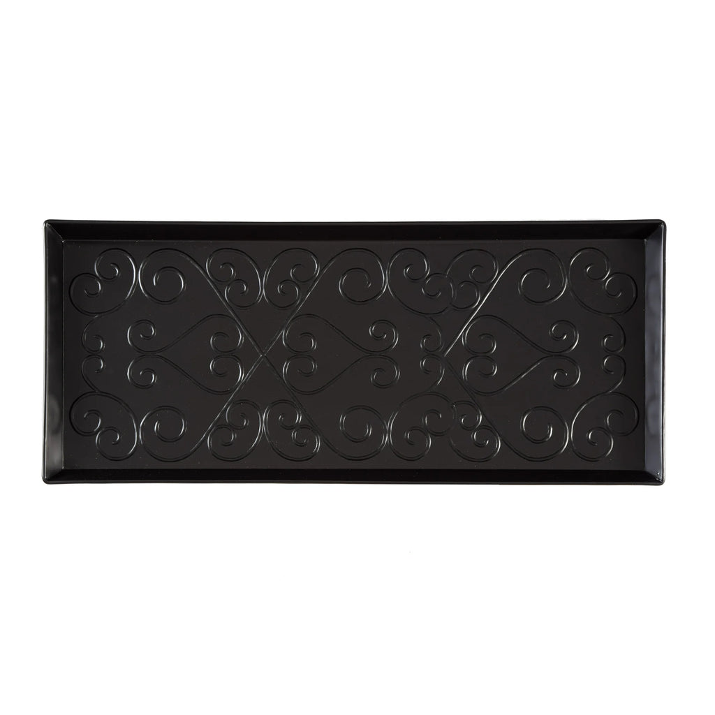 Black Metal Boot Tray with Coir Insert N5098
