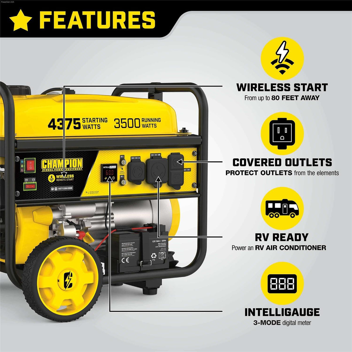 Portable Generator with Wireless Remote Start 3500 Watt Z309239