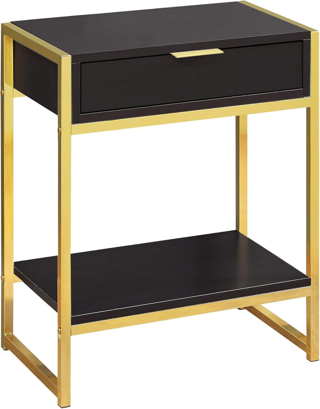 Cappuccino End Table with Gold Metal Base U398955