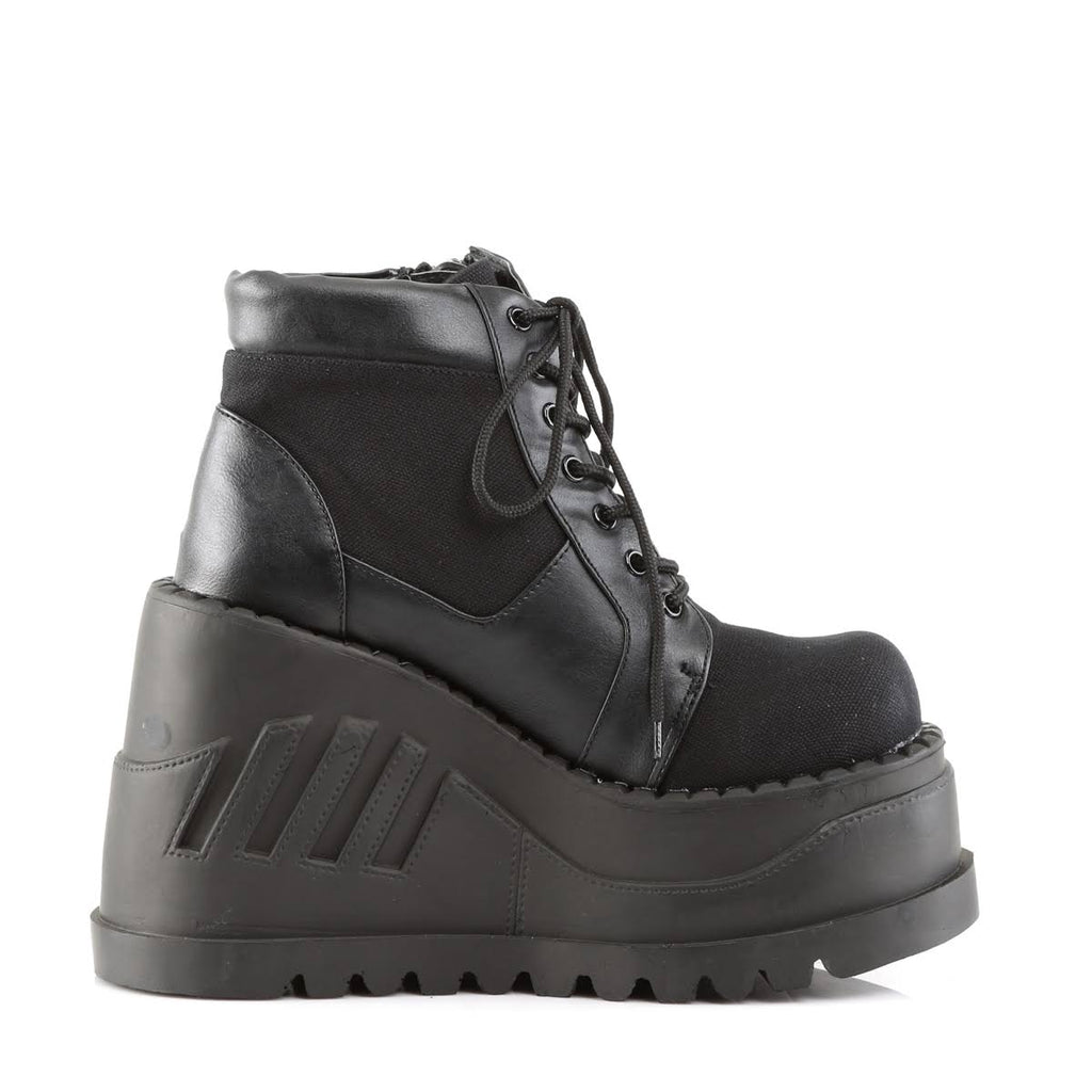 Black Canvas Vegan Leather Boots K48139