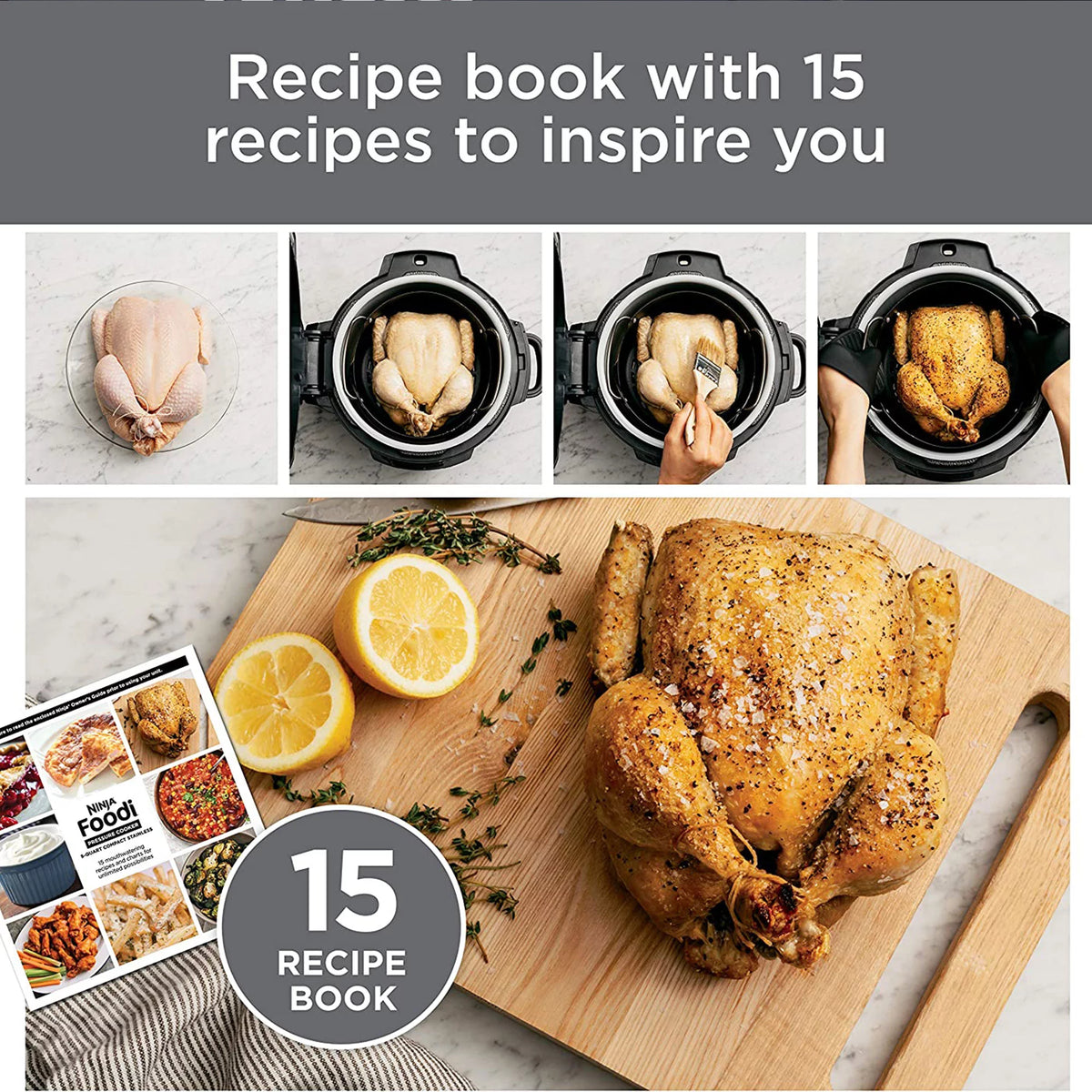 9 in 1 Pressure Cooker and Air Fryer with Nesting Rack, Silver I7336