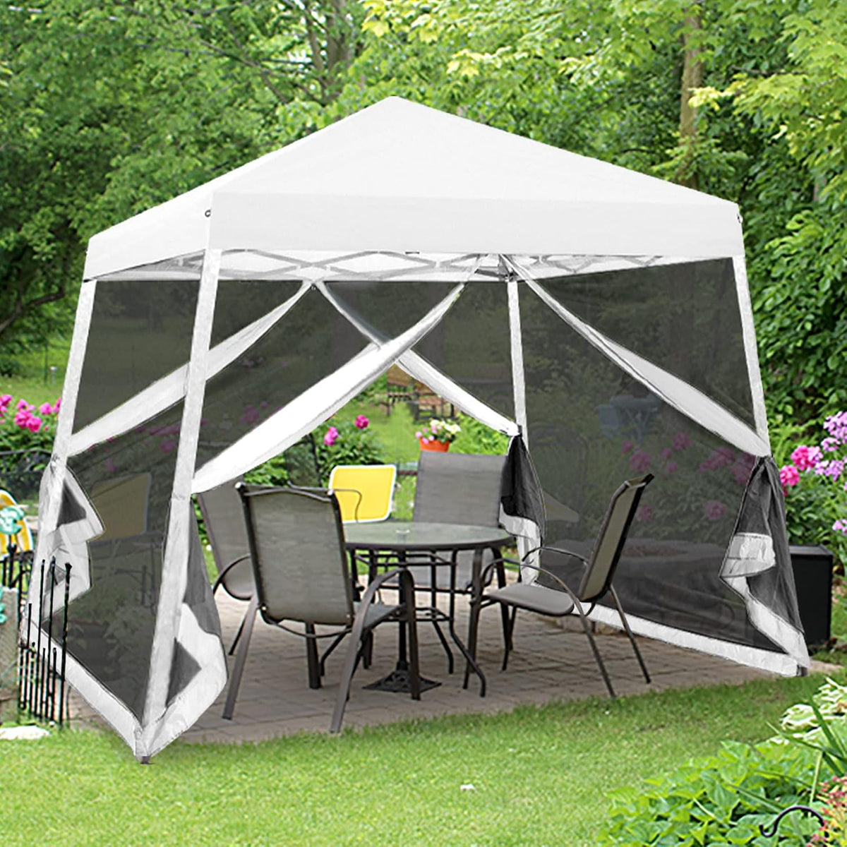 10' x 10' Pop Up Canopy Tent with Mosquito Netting W6392
