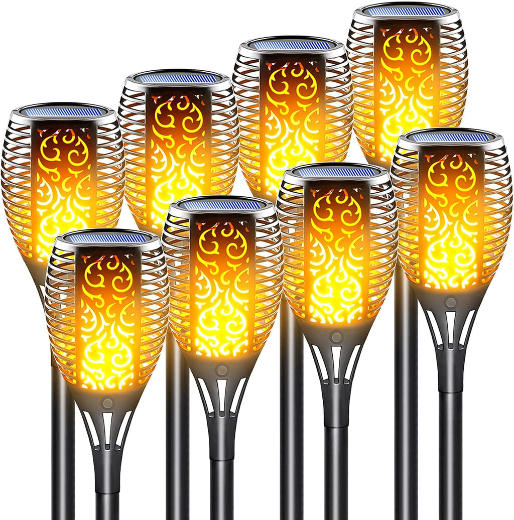Solar Torch Light with Flickering Flame, 8 Pack Outdoor Waterproof D3577