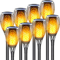 Solar Torch Light with Flickering Flame, 8 Pack Outdoor Waterproof D3577