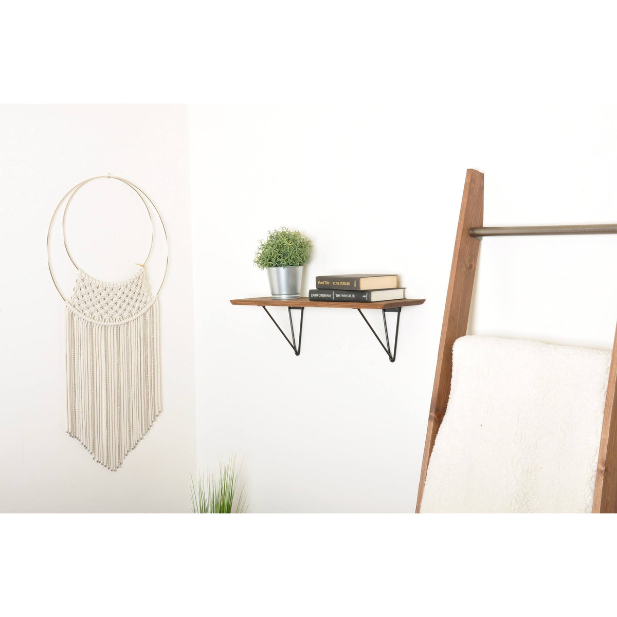 Dark Brown Wood Bracket Shelf F622