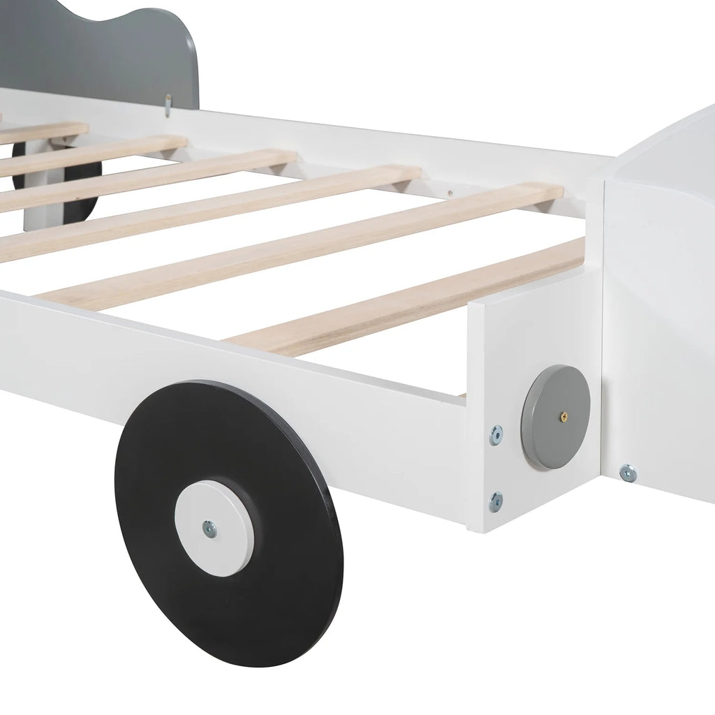 Twin Size Car-Shaped Platform Bed with Storage Shelf M467633