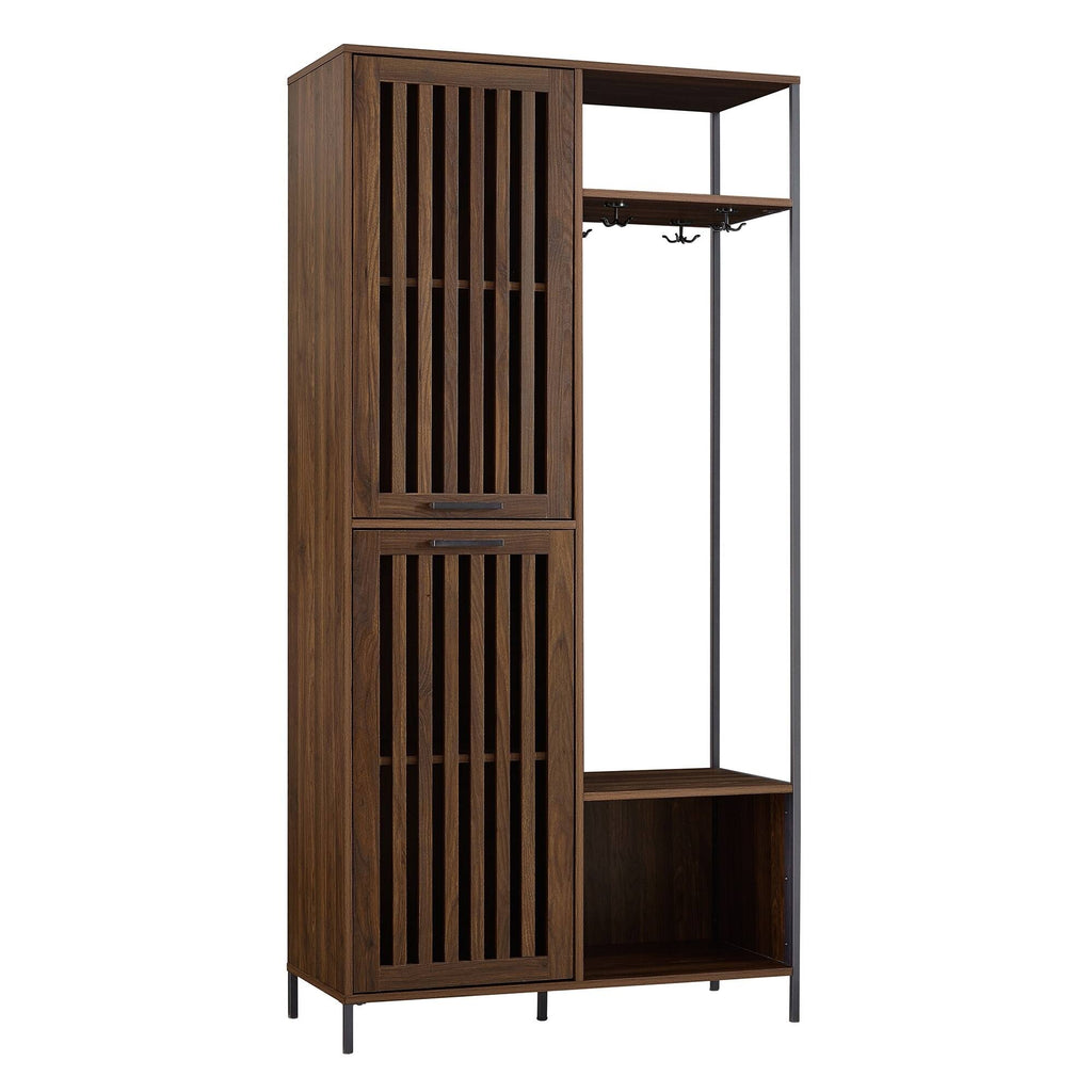 72-Inch Slat Door Hall Tree, Dark Walnut B51213