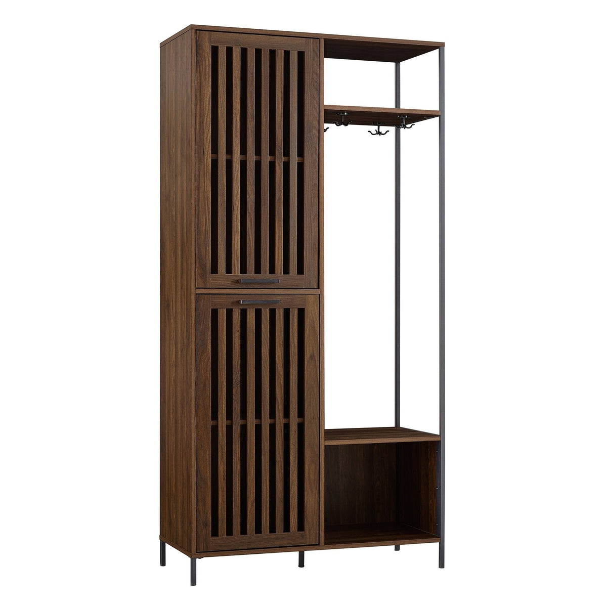 72-Inch Slat Door Hall Tree, Dark Walnut B51213