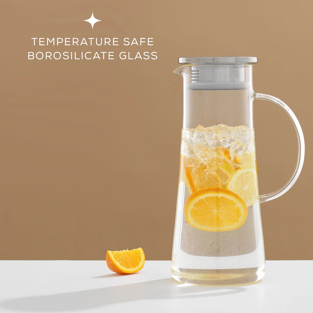 Glass Pitcher with Stainless Steel Lid and Spout X421069