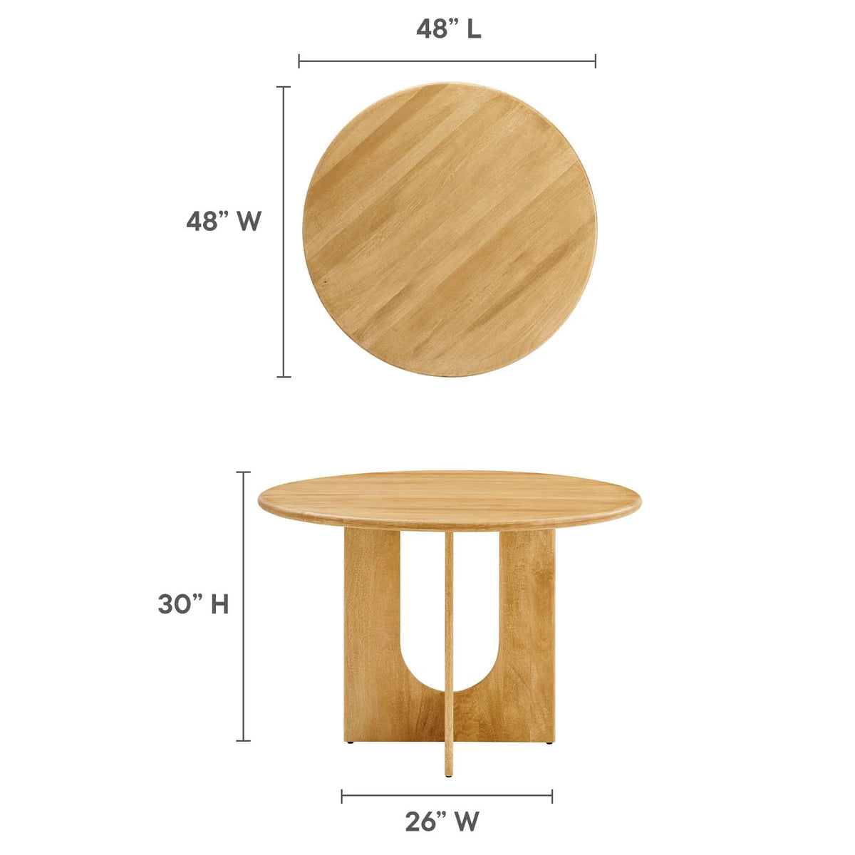 Round 48" Oak Wood Dining Table Y311432