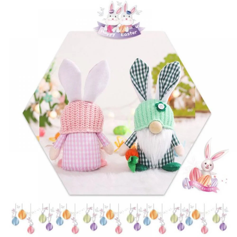 1/2 Pcs Plush Easter Bunny Handmade Swedish Tomte Elf Stuffed Doll Rabbit Ornaments X7175