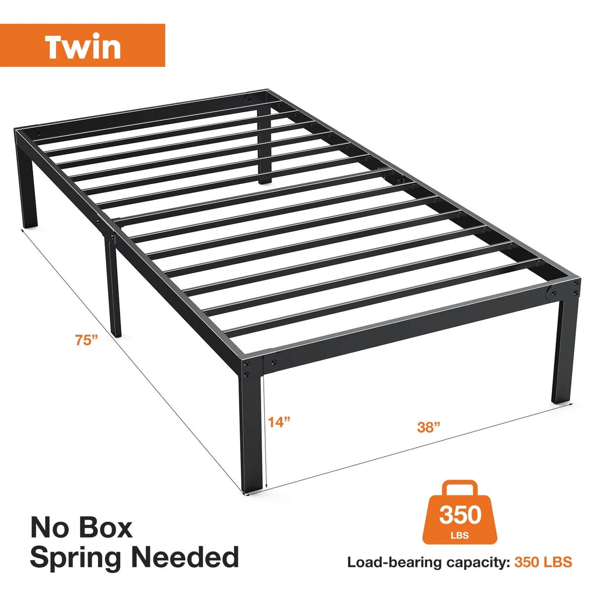 Queen Black Storage Metal Platform Bed Frame H346