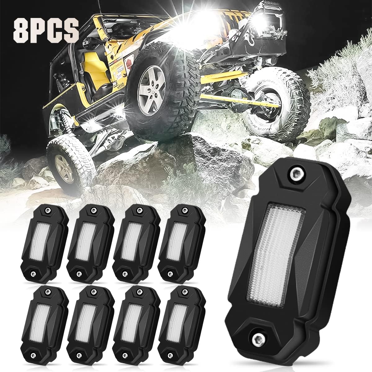 White LED Rock Lights 12PCS Underbody Lights Q380