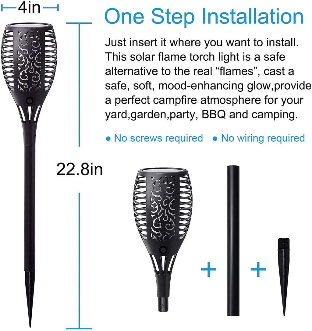 Solar Torch Light with Flickering Flame, 8 Pack Outdoor Waterproof D3577