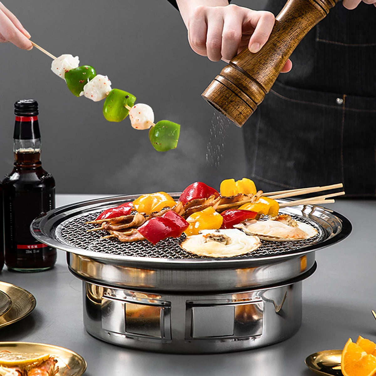 Charcoal Grill Non-stick Portable Stainless Steel BBQ Stove W1696