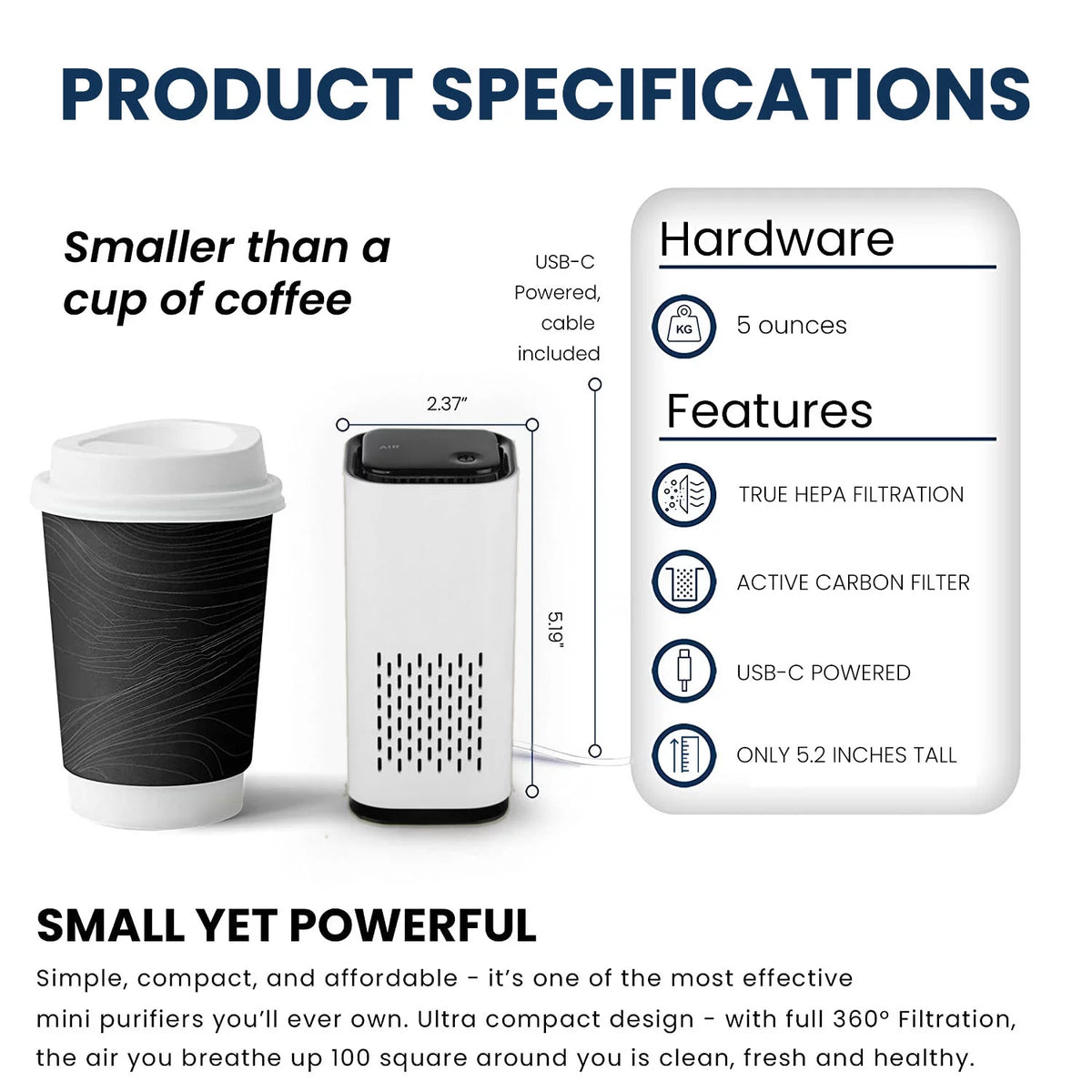 HEPA USB-C Powered Air Purifier J488