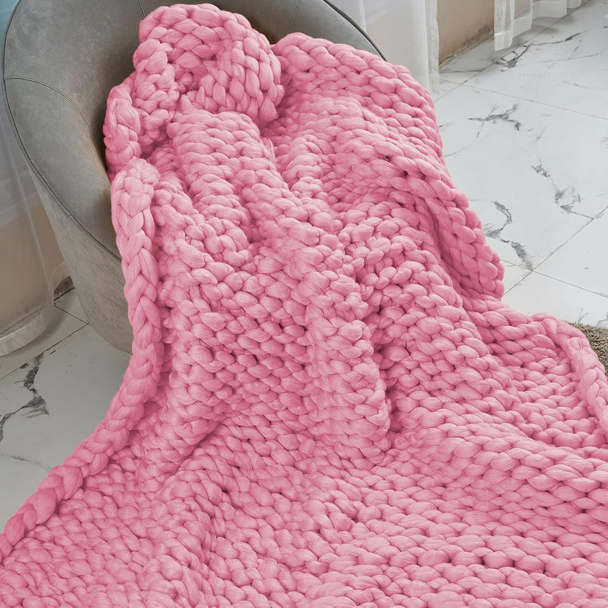 Chunky Knit Blanket Throw Rose Red 40x60 J196