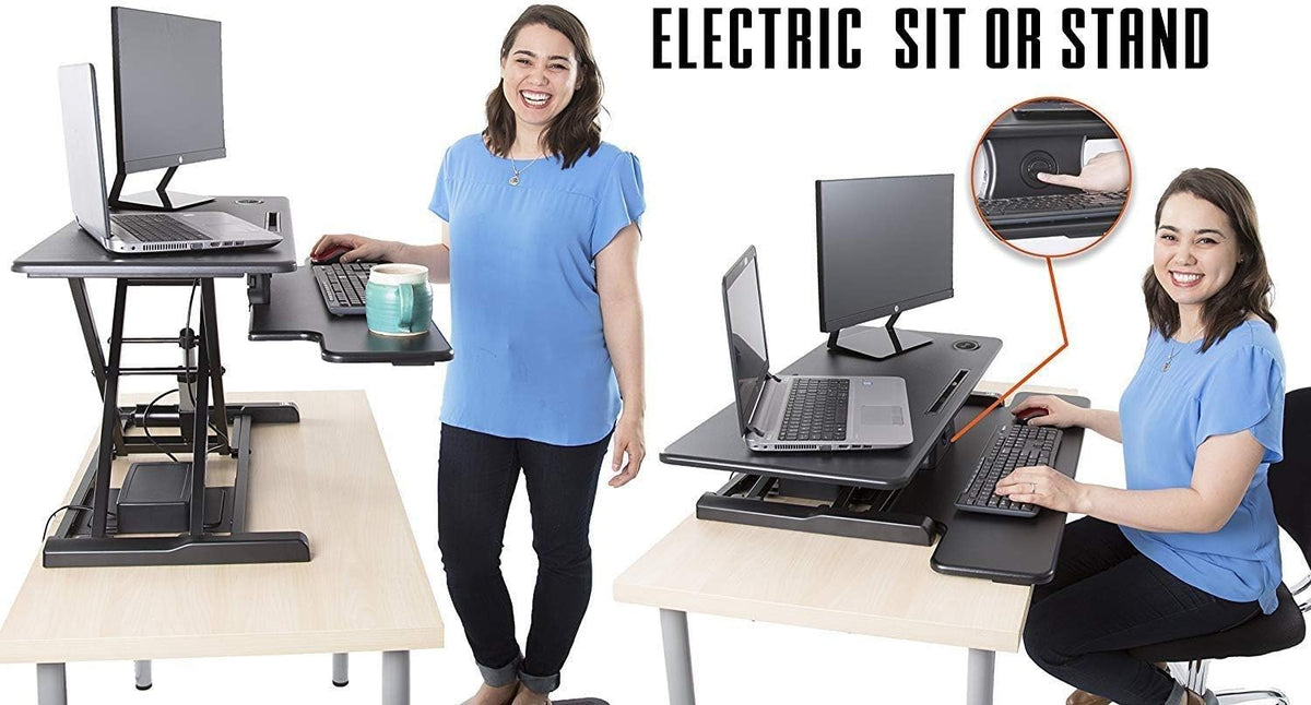 Electric Standing Desk Converter with Wireless Charging J820703