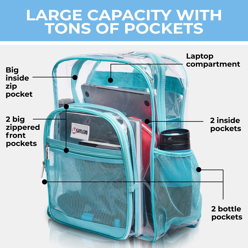Transparent PVC Clear Backpack XL (32 L) with TSA Lock J522