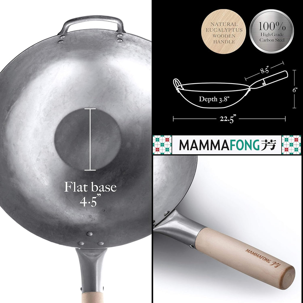 Flat Bottom Carbon Steel Wok Pan 14 Pack of 2 E601