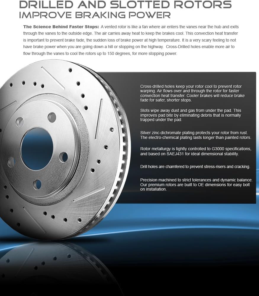 260mm Front + 258mm Rear 4 Lug Rotors + Ceramic Brake Pads + Clips A218