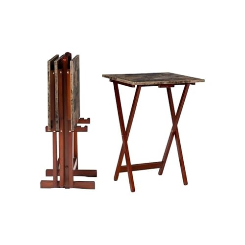 Brown Faux Marble 5 Piece TV Tray Table Set B156