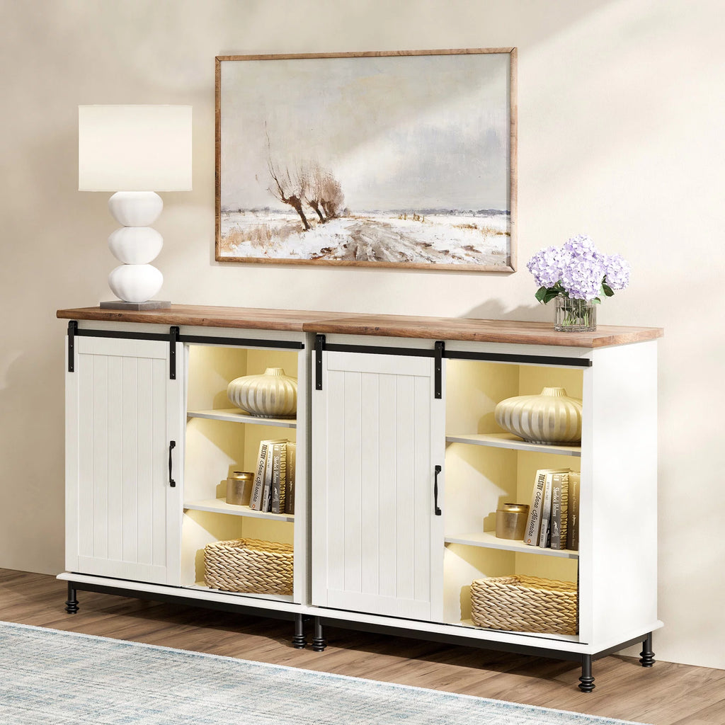 70" Farmhouse TV Stand with Sliding Barn Door B515768