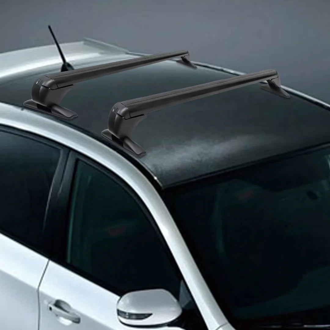 2Pcs Universal Aluminum Car Top Roof Rack Rail Adjustable Lockable Black S2275