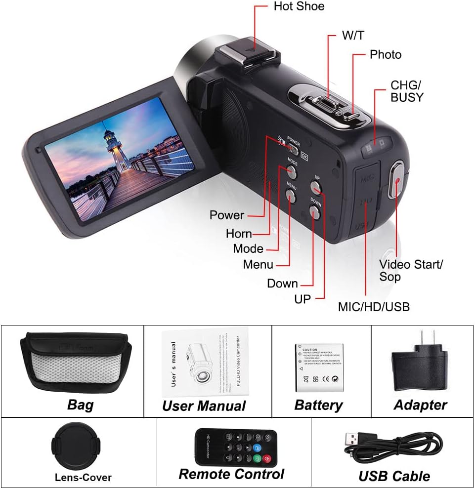 Full HD 1080P 24.0 MP Video Camera with 3 LCD Screen S177