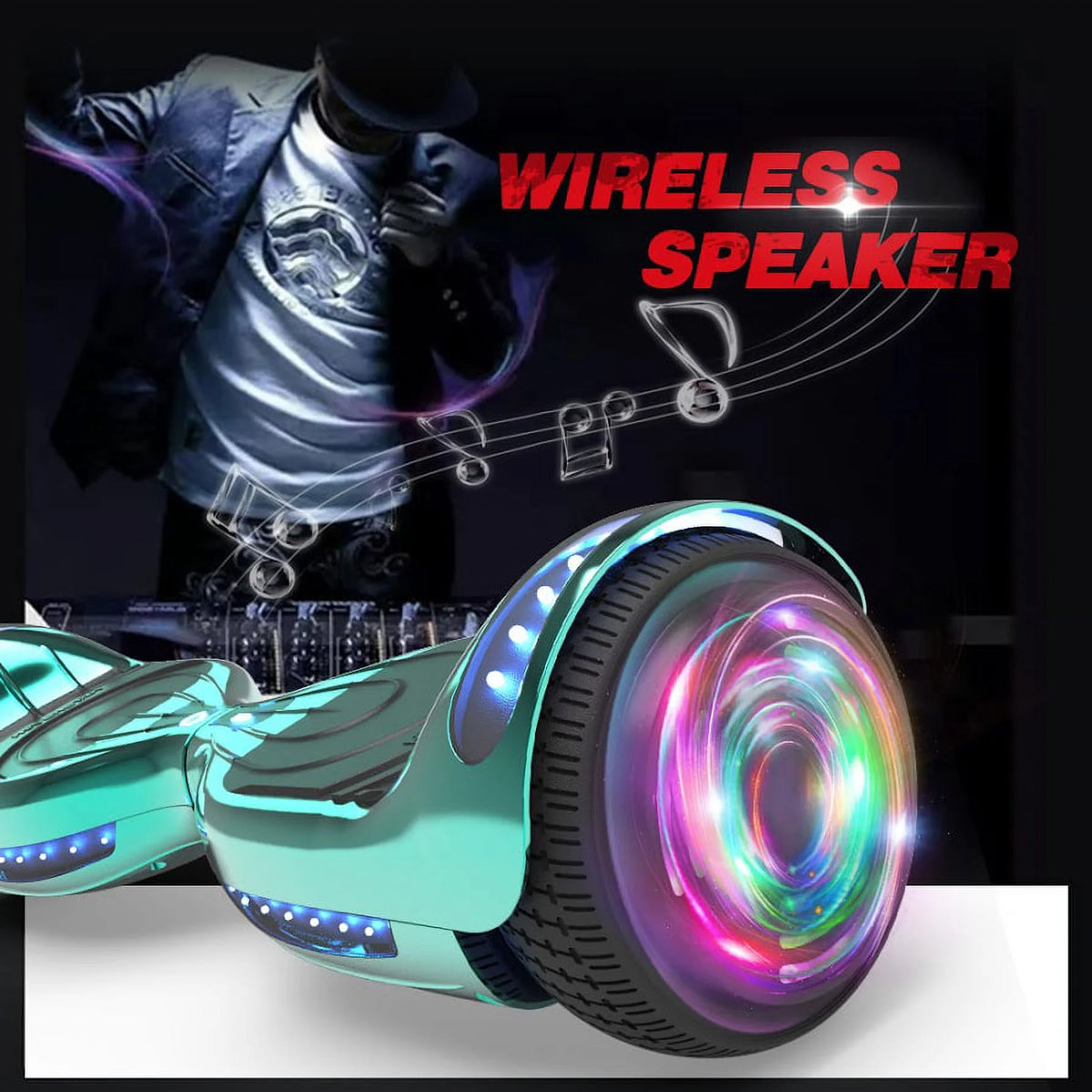 Two-Wheel Self Balancing Electric Scooter 6.5 In. with Bluetooth Speaker and LED Light F393