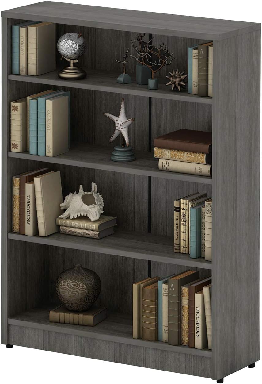 5-Shelf White Wood Bookcase O3163