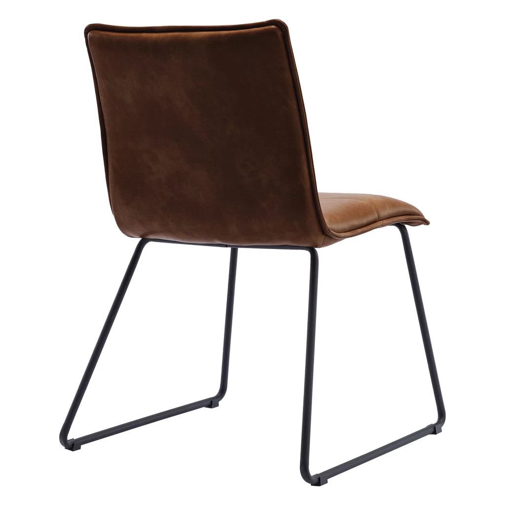 Brown Faux Leather Dining Chairs Set of 2 with Metal Legs A425503