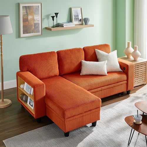 Beige L-Shaped Sleeper Sectional Couch with Storage Chaise N959597