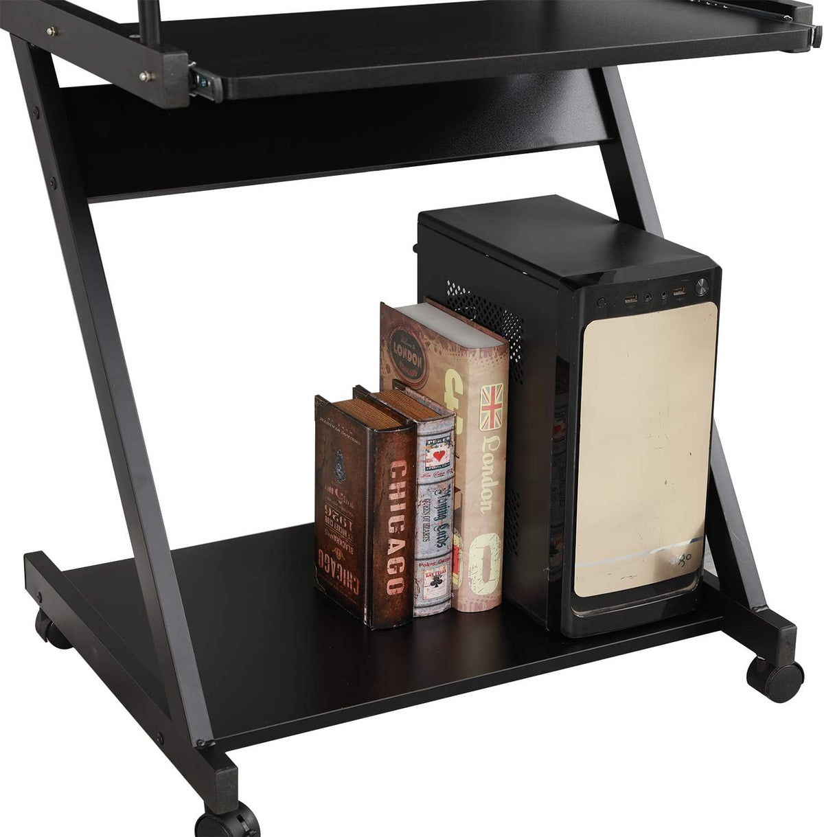 Adjustable Mobile Laptop Desk with Wheels, Black Z282014