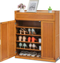 Bamboo 6 Tier Freestanding Shoe Cabinet with Doors (Brown) R770