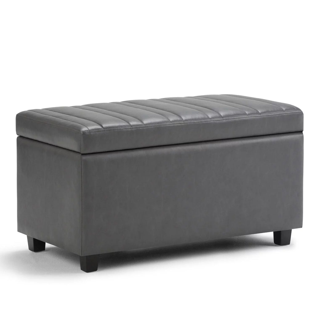 Stone Grey Faux Leather Storage Ottoman Bench Z43258