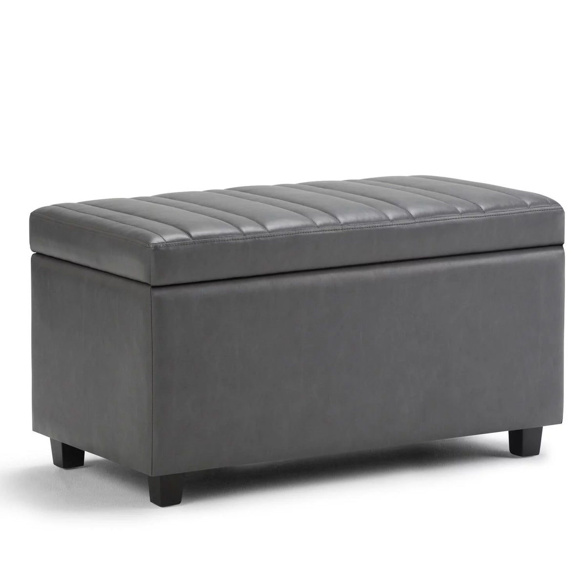 Stone Grey Faux Leather Storage Ottoman Bench Z43258