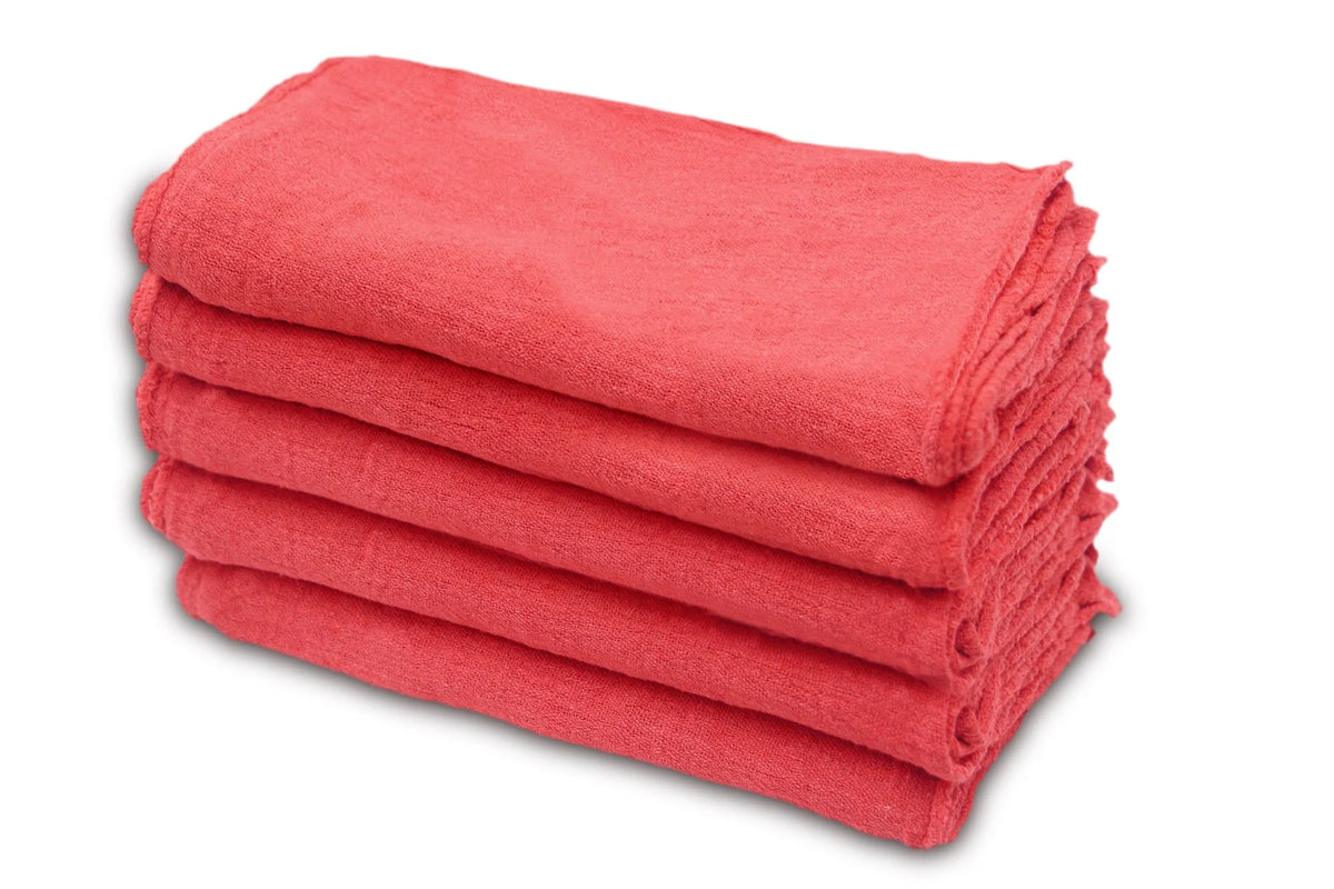 500 Pc Regenerated Cotton Multipurpose Cleaning Towels, 12 x 12 Inch, Red N207458