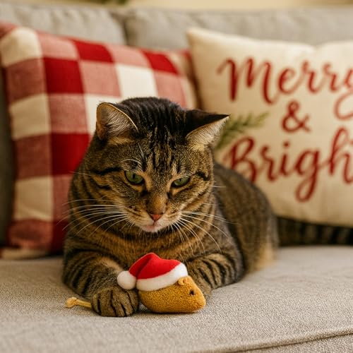 8 Pack Plush Catnip Cat Toys with Santa Hats M632436