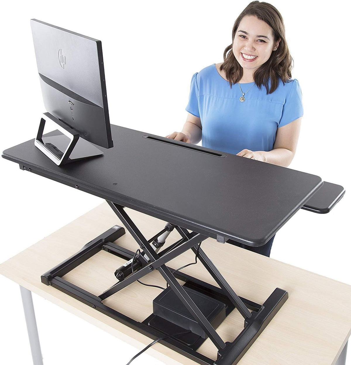 Electric Standing Desk Converter with Wireless Charging J820703