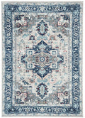 Light Grey Blue Floral Bordered Area Rug K509739