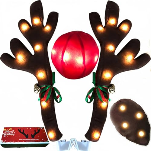 Christmas Car Reindeer Antlers Decoration Kit with Jingle Bells Z459